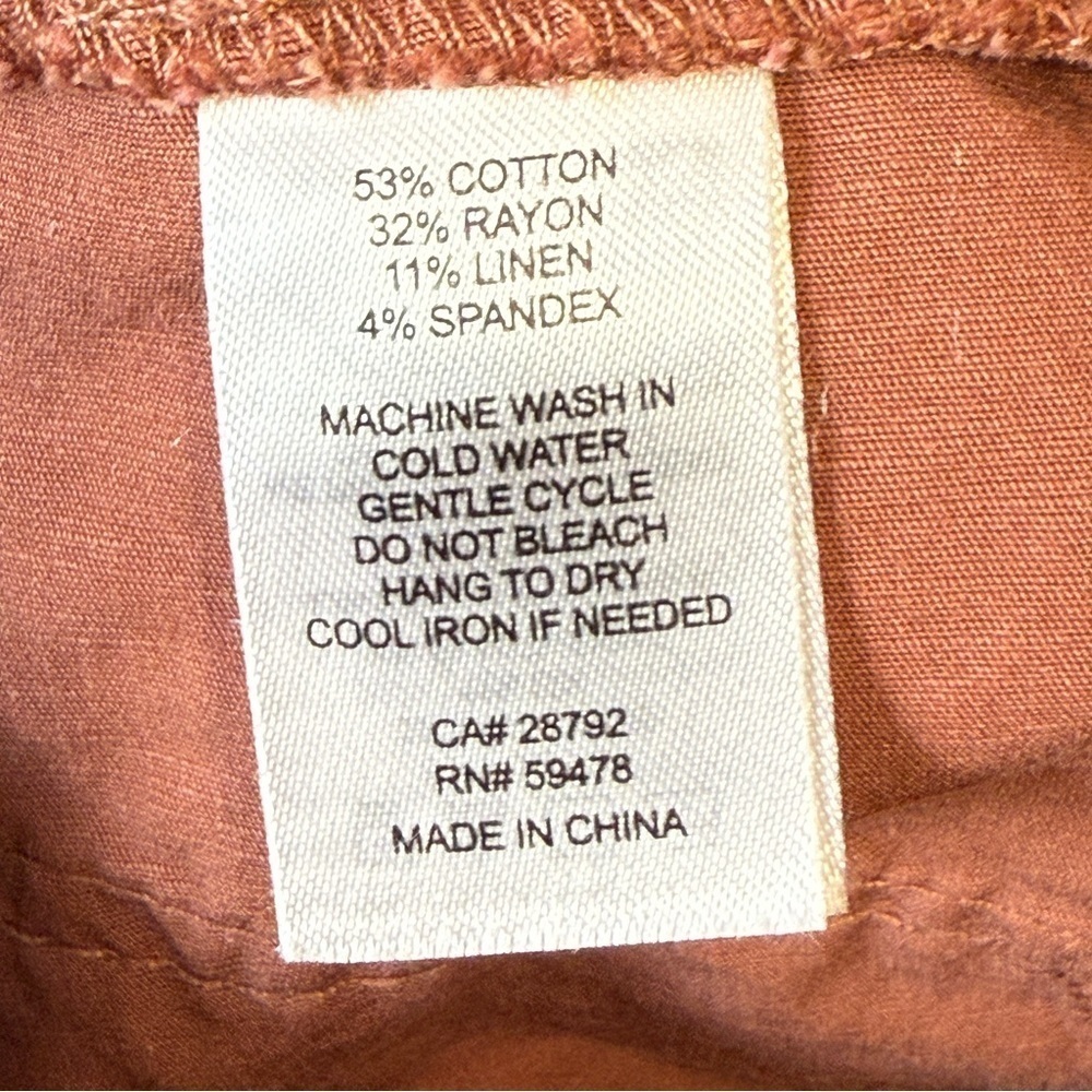 Nicole Miller Wide Leg Crop Pant. Cotton Rayon Blend. Terra Cotta Size 6 #1409 - Picture 8 of 8